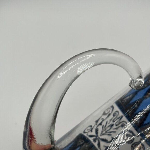 Vintage MCM West Virginia Glass Rainer 22K Gold & Blue Martini Pitcher Rare - Picture 7 of 8